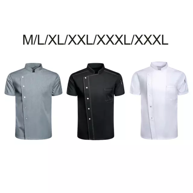 Chef Coat Jacket Waiter Apparel Chef Clothing Snap Button with Pockets Chef Wear