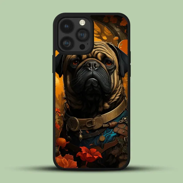 fat pug dog among tropical Anti-wear Phone Case For iPhone 14 15 11 12 13