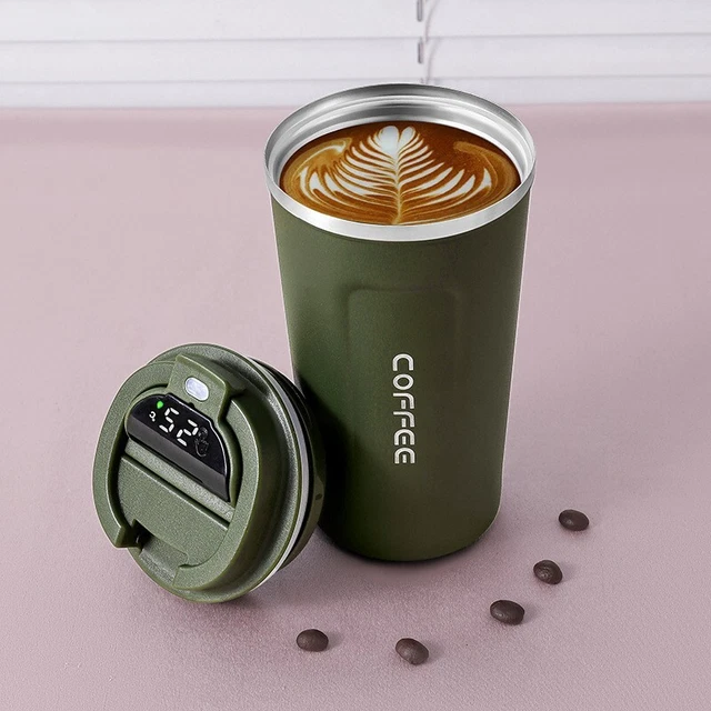 new Insulated Coffee Mug Cup Travel Thermal Stainless Steel Temperature Display 9