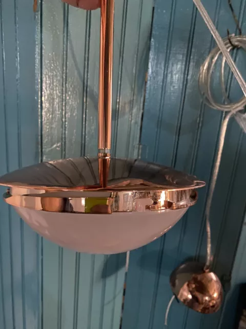 Vtg Tom Dixon Copper LED Pendant Light Fixture 7.5” Diameter Lamp Plastic Face