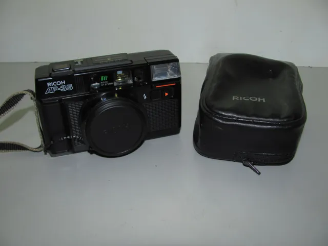 Vintage Ricoh AF-35 Point & Shoot 35mm Film Camera With Case Tested & Working