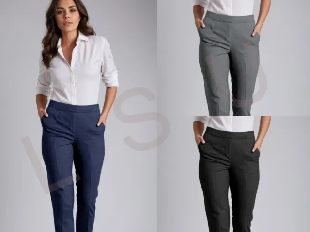 Women's Office Trousers Finely Stitched Ladies Formal Pull Up Pockets Pants