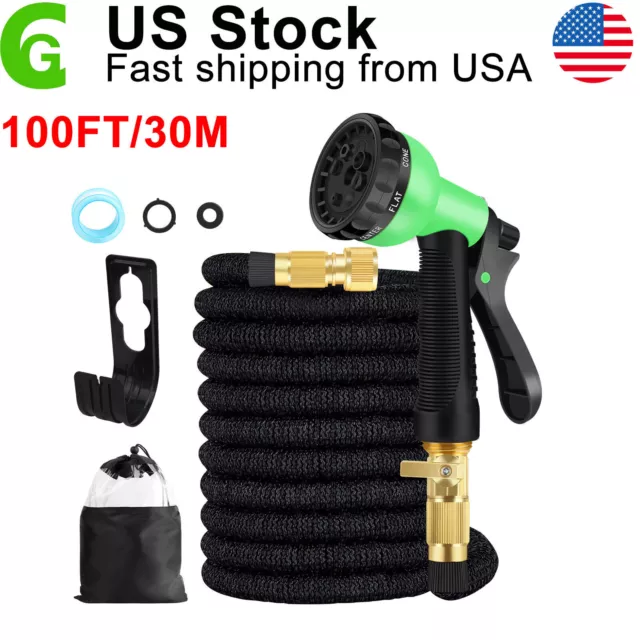 100FT Durable Heavy Duty Expandable Flexible Garden Water Hose Spray Nozzle