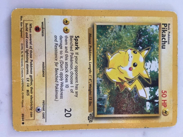 RARE VINTAGE PIKACHU Pokemon Card Original 1995 Used Condition 50 hp 60/64  case $200.00 - PicClick