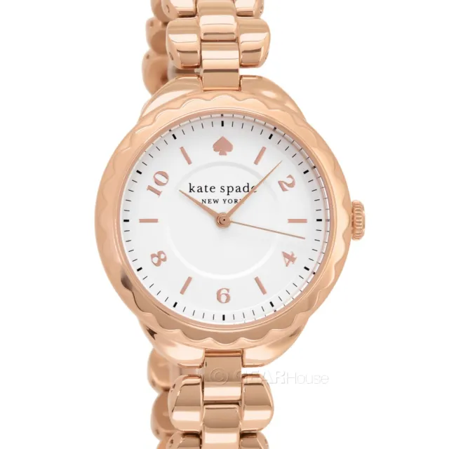 Kate Spade Morningside Womens Watch, White Dial, Rose Gold Stainless Steel Band