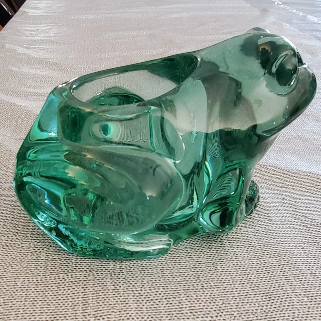  Green Indiana Glass Frog Votive Candle Holder 