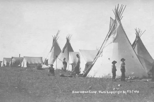 Sioux Indian Camp Fort Yates North Dakota ND Reprint Postcard