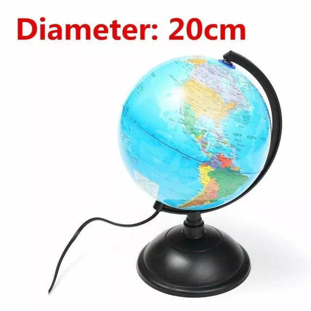 World Earth Globe Map Geography Education Gift Rotating Stand LED Desk Lamp