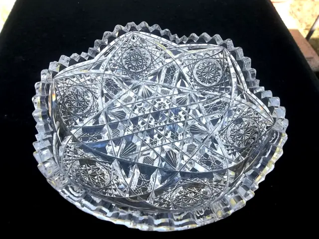 Abp   American  Brilliant Cut Glass  6  Sided Serving  Bowl  7"