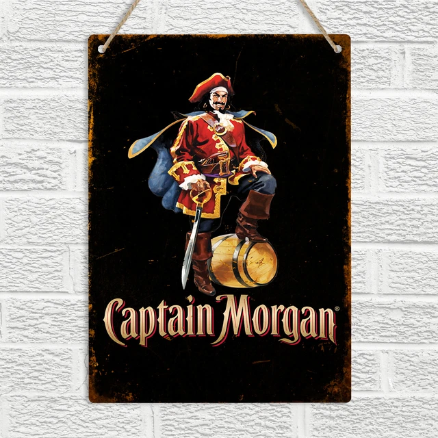 CAPTAIN MORGAN SPICED Rum Metal Wall Plaque Sign Vintage Retro Bar Pub ...