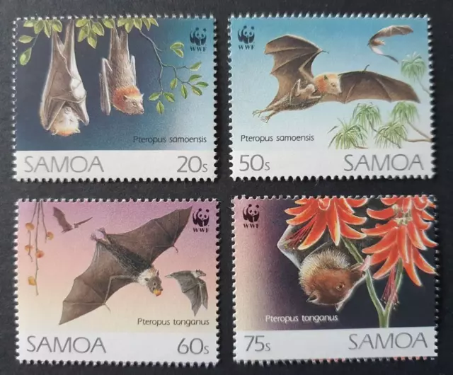 1993 Samoa Set Wwf Animals Flying Dogs Vf Mnh