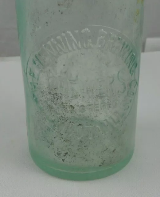 Vtg The Henning Brewing Co Mendota ILL Blob Top Beer Bottle IL Pre Pro Root 3