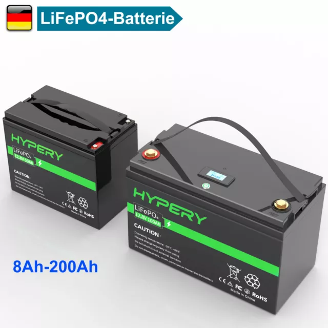 12V 200Ah 150Ah 100Ah LiFePO4 Akku Lithium Batterie BMS Wohnmobil Solar Off-grid