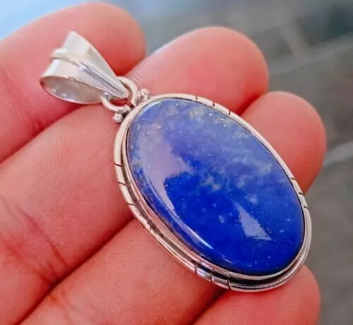 Lapis Lazuli Gemstone Pendant 925 Sterling Silver Handmade Amazing Jewelry C54