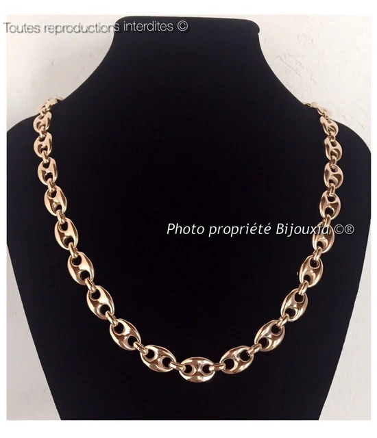 Chaîne Maille Grain De Café Plaqué Or 18 Carats - 50 Cm - Bijou Homme - Neuve Avec étiquettes