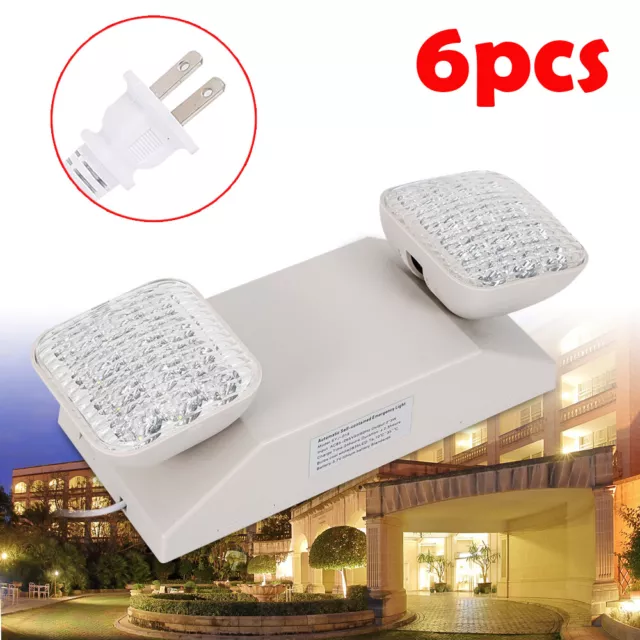 6 Pack LED Emergency Exit Light Adjustable 2 Head With Battery Back-up UL 924 US