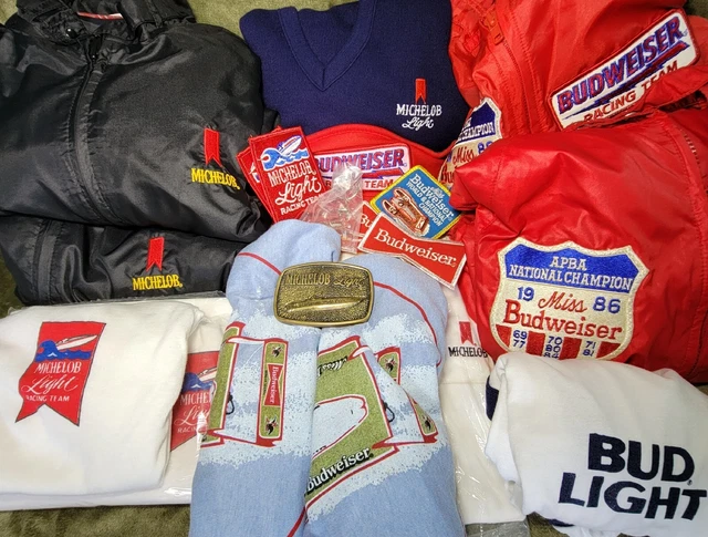 Vintage 1980's Anheuser Busch Budweiser Racing Bundle. New, Very Rare! 19 Items!