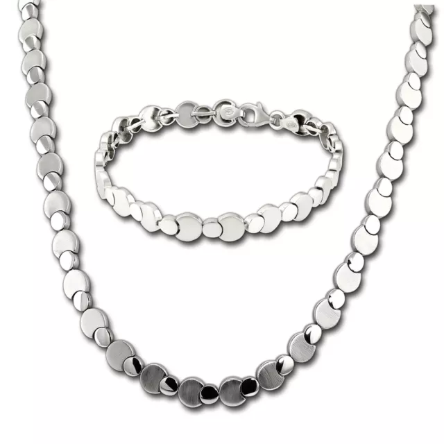 SilberDream Circles Collier und Armband Damen Schmuck-Set 925er Silber SDS474J