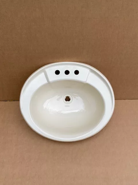 RV/Trailer Oval Lavatory Sink, 20"x17"x7", White, New