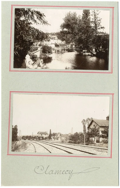 France, Clamecy, vue sur la gare et la commune  vintage silver printEnsemble d