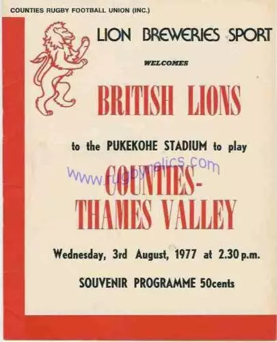 BRITISH LIONS  v COUNTIES-THAMES VALLEY PROGRAMME *RARE* 3rd August 1977