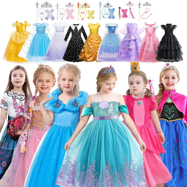 Girls Princess Fancy Dress Up Kids Cosplay Costume Party Outfit Book Day Gift UK