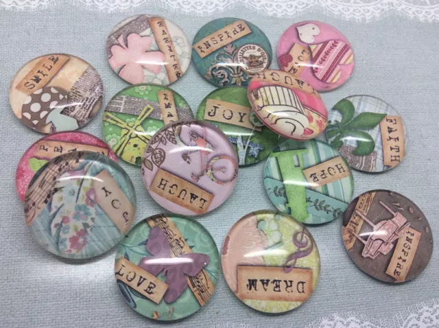 10 Positive Word Hope Cabochons 16-25mm Mixed Round Glass Picture Dome Flat Back