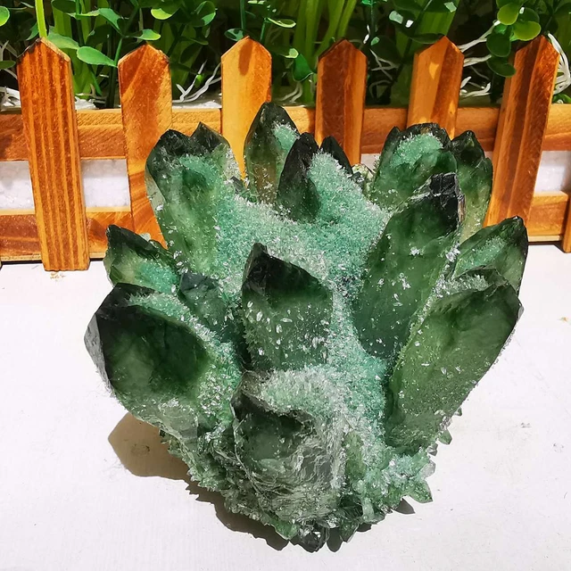 760g New Find Green Phantom Quartz Crystal Cluster Mineral Specimen Healing Gift 2