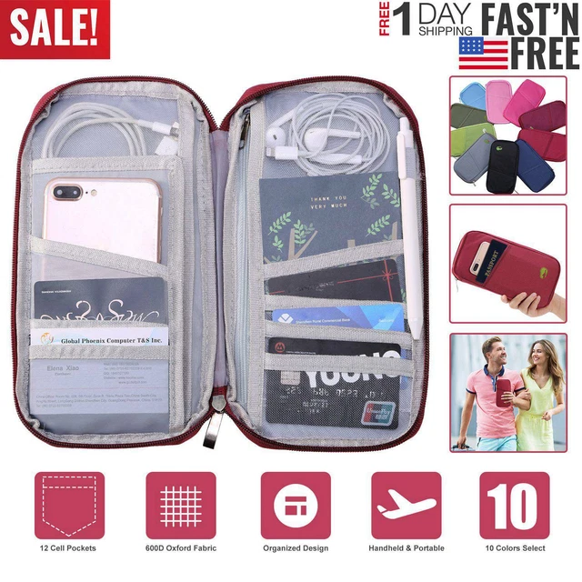 Travel Passport Wallet ID Card Holder Purse Document Organiser Zipped Bag Case