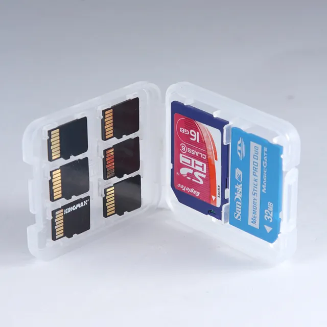 Clear Plastic Micro Memory Card Storage Case Box MS SD TF Cards Holder Protector