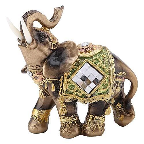 Hztyyier Green Elephant Lucky Feng Shui Statue Sculpture Chinese Feng Medium