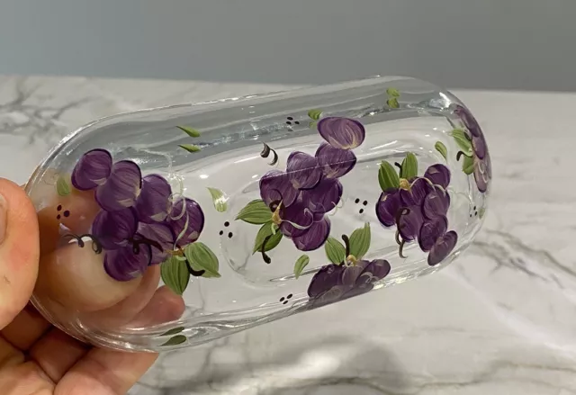 Cubierta de plato de mantequilla de vidrio pintado a mano solo uvas tapa de vidrio transparente