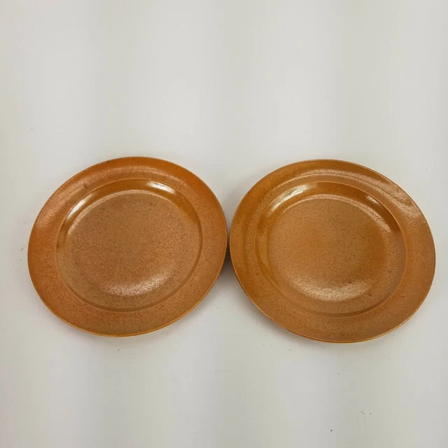 Vintage 1930s Homer Laughlin Wells Art Glaze Rust Dinner Plates 9" Set of 2