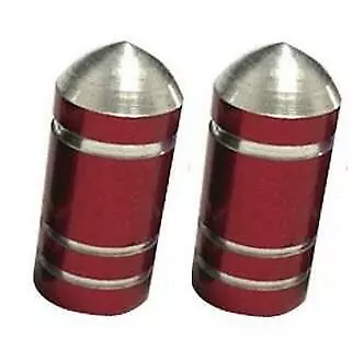 2x Metallic RED Metal Steel Dust Valve Wheel Tyre Caps (DC8) Motorbike P