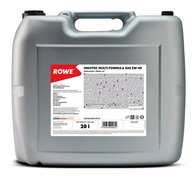 ROWE HIGHTEC MULTI FORMULA SAE 5W-40 (20138) Olio sintetico parziale 20 L