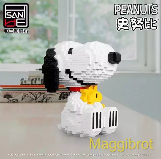 PEANUTS SNOOPY (MIT Woodstock) Kult Comicfigur als Klemmbausteine Set