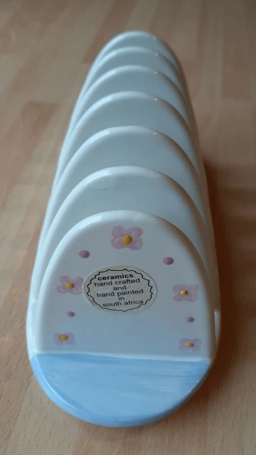Handgefertigtes Keramik-Toastgestell Blumendesign gefertigt & bemalt in Südafrika