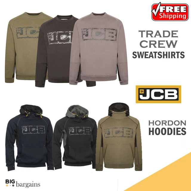 JCB Horton Heavyweight Mens Hooded Sweatshirt Hoody Workwear Top Jumper, Hoodie