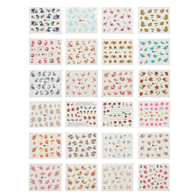 Mixed Flower Cartoon Flower Pattern Sticker Nail Art Sticker For
