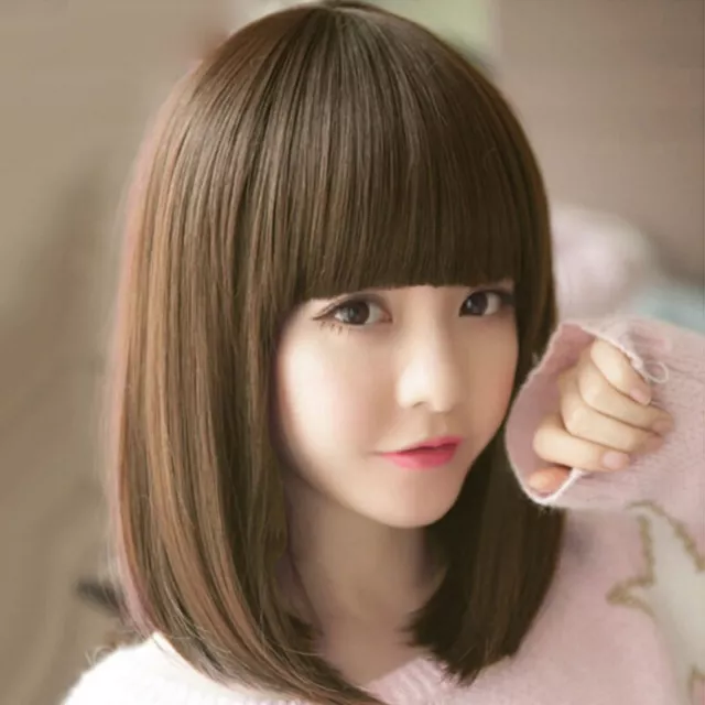 Short Lace Front Human Hair Straight Bob Natural Wig Lace Frontal Wig Pre ` -wf