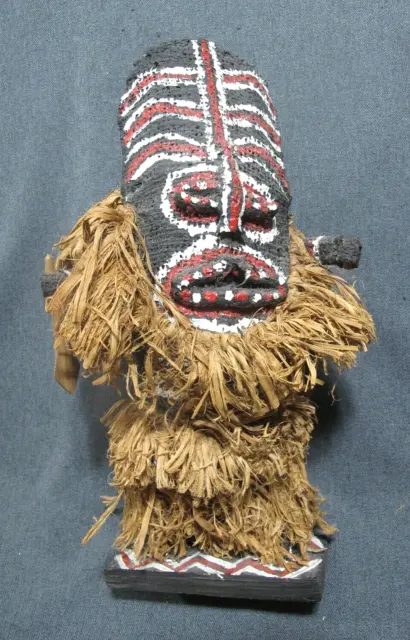 African Makishi Wood Fiber & Pigments Masquerade Doll Zimbawe & Zambia 12 inches