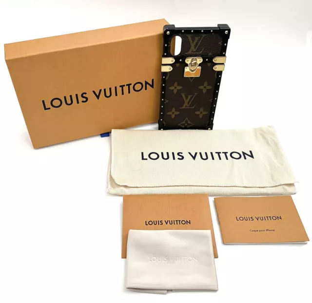 •Louis Vuitton Paris Brown Monogram Eye Trunk Leather Iphone X Case•BC2188•