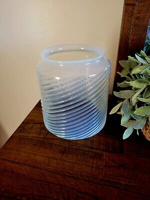 Antique Victorian Swirl Blue Opalescent Glass Oil Gas Hanging Lamp Globe Shade