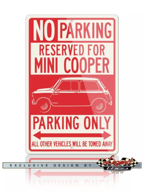 Austin Mini Cooper Reserved Parking Only 12x18 Aluminum Sign - British Car