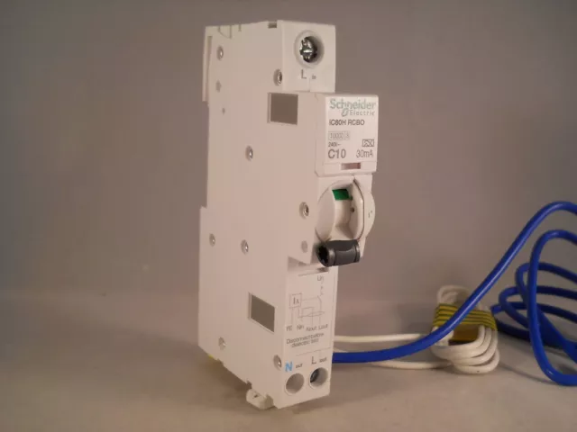 Schneider RCBO 10 Amp 30mA Type C 10A Acti9 iC60H Merlin Gerin A9D11810