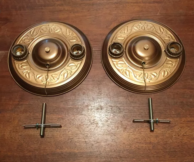 Antique Flush Mount Fixtures Wired Pair Porcelain Sockets Three way 12E