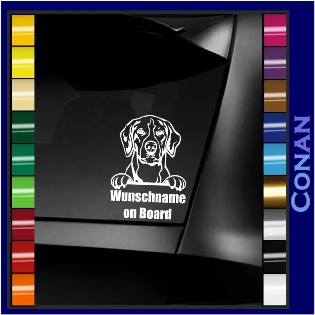 Fuchshund Auto Aufkleber mit Wunschname Hund Sticker Dog Love 3