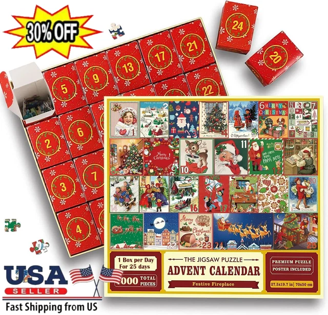 ADVENT 25 DAYS Countdown Calendar 2024 Christmas 1000 pieces Jigsaw