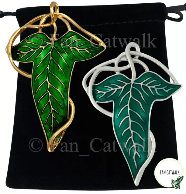 GOLD VEINS + Silver Elven Leaf Brooch SET Pin Hobbit LOTR Lord of The Rings Cape