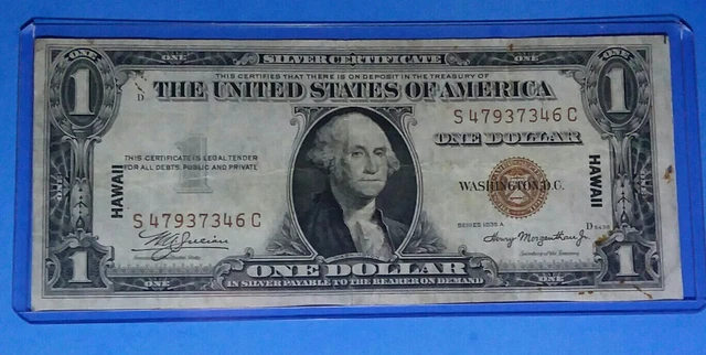 1935 A $1 Silver Certificate,S/C,Ww Ii Hawaii Issue,Brown Seal,F.circ.!